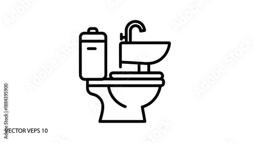 Toilet with sink and toilet paper.