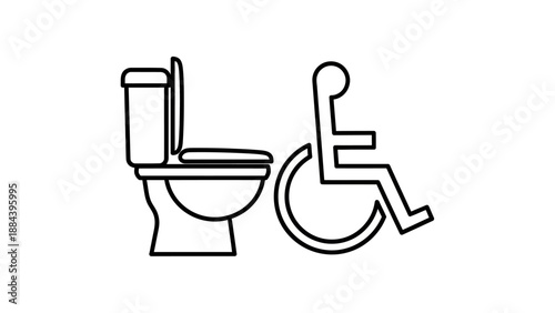 Accessible toilet sign with wheelchair symbol.