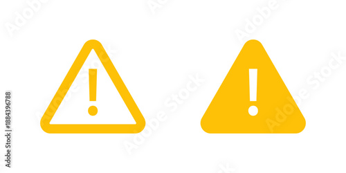 Collection of yellow warning sign icons for indicating caution, danger, or important alerts