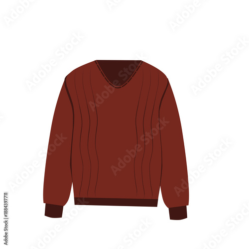 sweater clothing design. Flat sweater design. Sweater clothing illustration. Warm clothing. Men's clothing. Modern sweater model