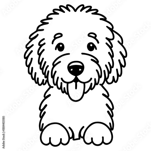 Goldendoodle Dog - Minimalist Goldendoodle - Single Line Drawing Dog - Continuous Line Goldendoodle
