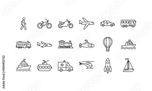 Travel icons set vector illustration collection