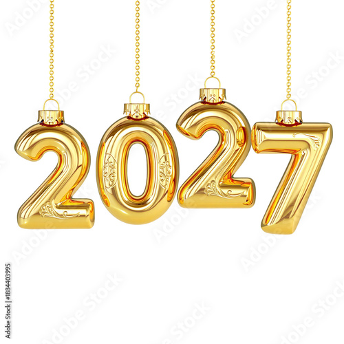 Golden New Year Hanging Numbers on Black Background