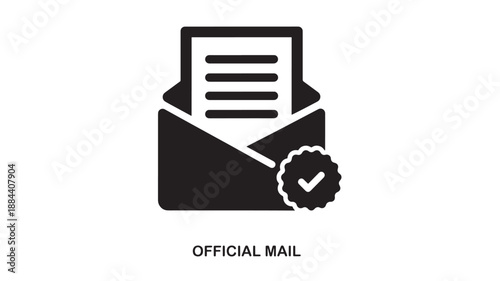 Black envelope with document and checkmark ideal for communication on transparent background silhouette