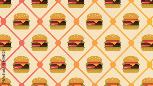 Delightful pattern of colorful burgers