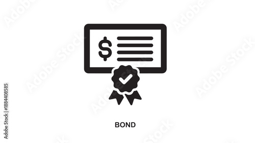 Financial bond icon with dollar sign and checkmark on transparent background silhouette