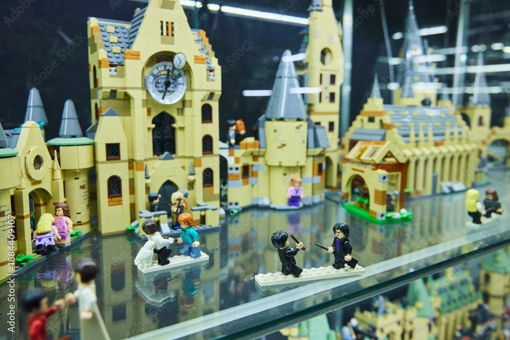 Naklejka premium Moscow, Russia. - June 23, 2025: Lego construction kit, old models. Collection of the famous toy series