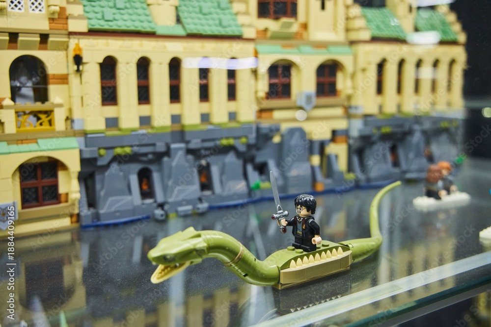 Naklejka premium Moscow, Russia. - June 23, 2025: Lego construction kit, old models. Collection of the famous toy series