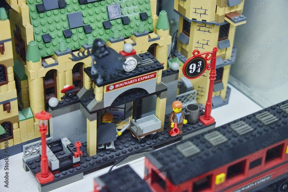 Naklejka premium Moscow, Russia. - June 23, 2025: Lego construction kit, old models. Collection of the famous toy series