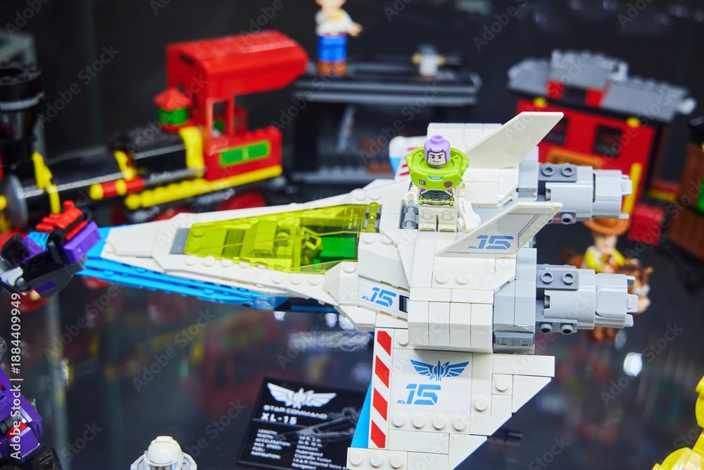 Naklejka premium Moscow, Russia. - June 23, 2025: Lego construction kit, old models. Collection of the famous toy series