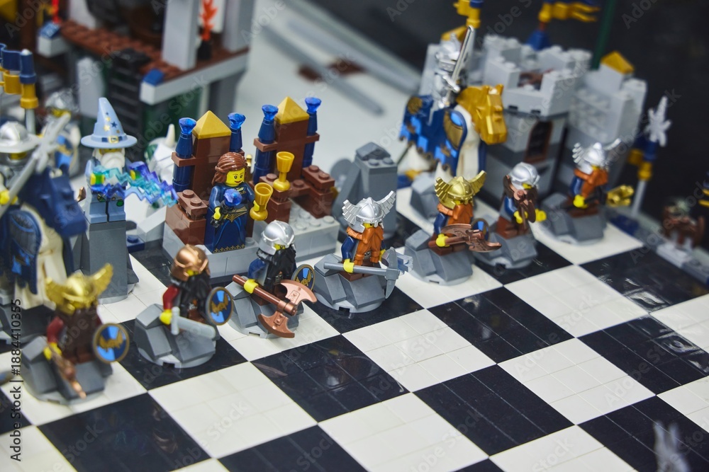 Naklejka premium Moscow, Russia. - June 23, 2025: Lego construction kit, old models. Collection of the famous toy series
