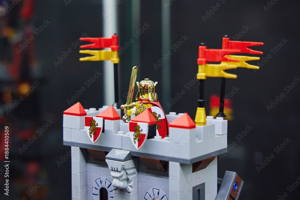 Obraz premium Moscow, Russia. - June 23, 2025: Lego construction kit, old models. Collection of the famous toy series