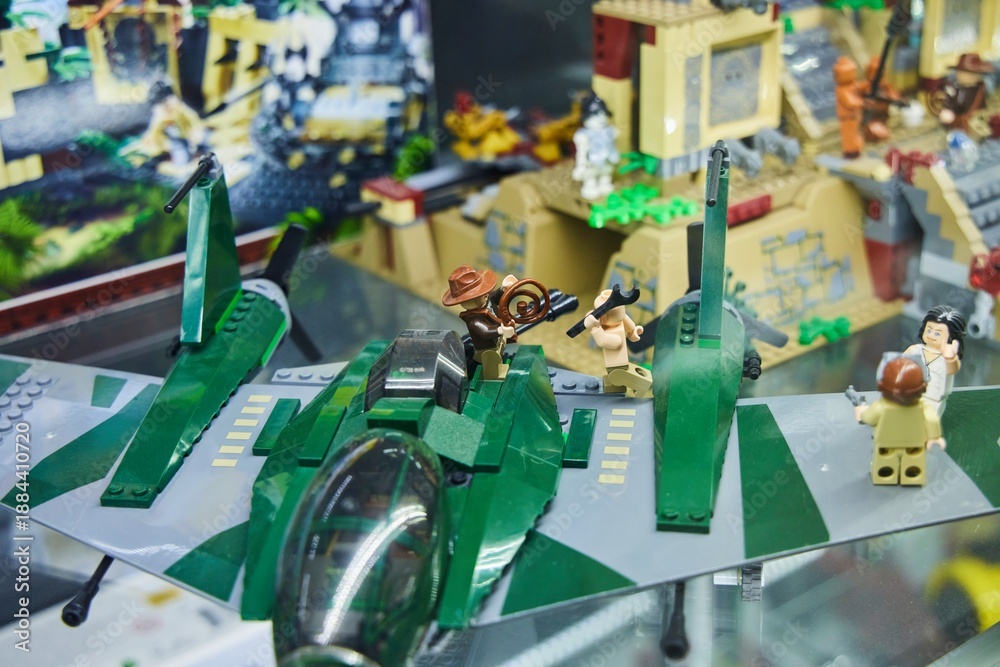 Obraz premium Moscow, Russia. - June 23, 2025: Lego construction kit, old models. Collection of the famous toy series