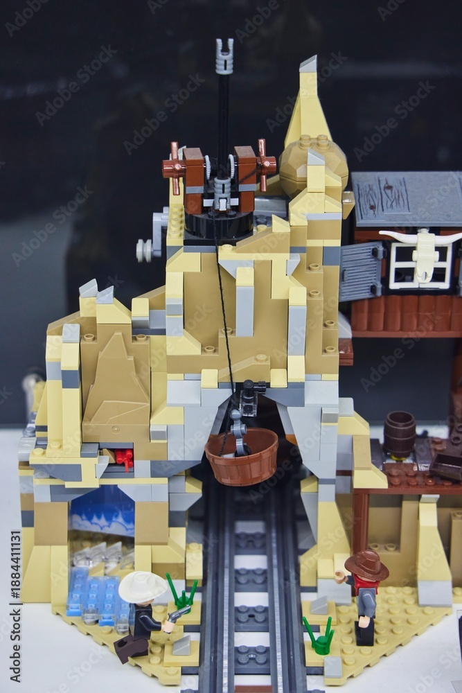 Obraz premium Moscow, Russia. - June 23, 2025: Lego construction kit, old models. Collection of the famous toy series