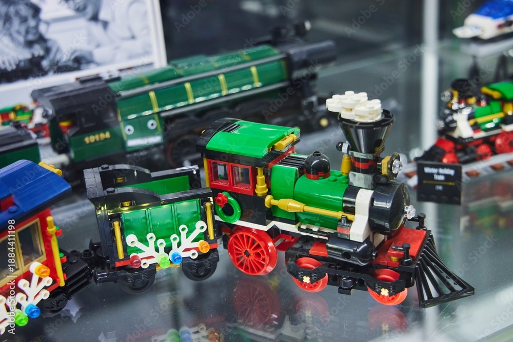 Obraz premium Moscow, Russia. - June 23, 2025: Lego construction kit, old models. Collection of the famous toy series