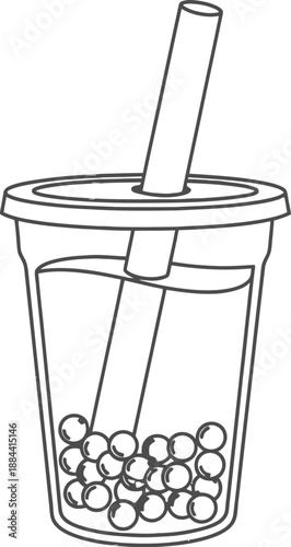 Bubble tea drink with straw in plastic cup