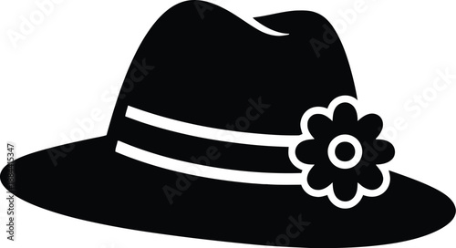 Elegant black hat with floral embellishment