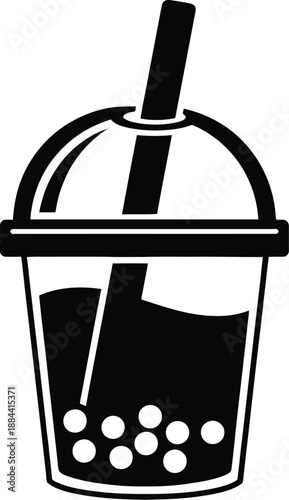 Bubble tea in plastic cup with straw