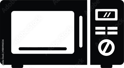 Simple black microwave oven icon