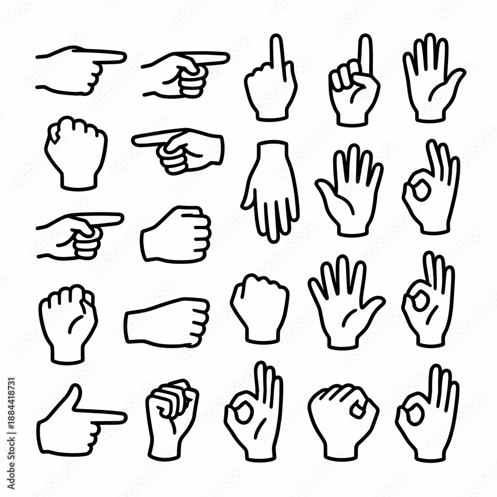 Fototapeta premium [Vector EPS]Collection of various hand gesture illustrations for different meanings