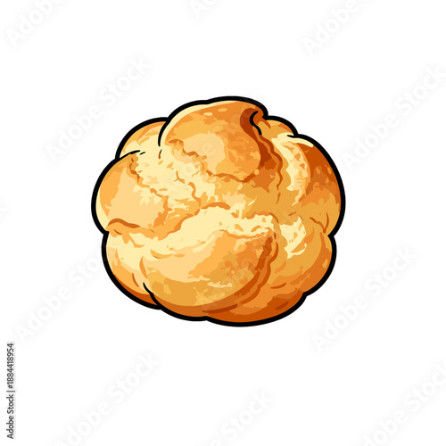 [Vector EPS]A delicious and golden-brown cream puff with a soft texture