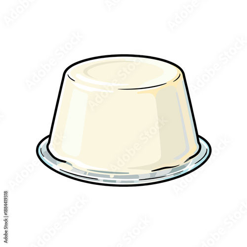 [Vector EPS]A delicious and smooth white pudding on a clear plate