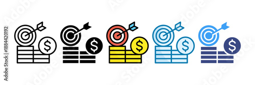 Financial Goals Icon Set Multiple Style Collection