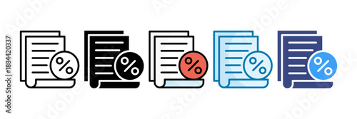 Tax Document Icon Set Multiple Style Collection