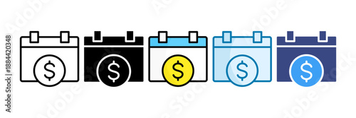 Finance Calendar Icon Set Multiple Style Collection