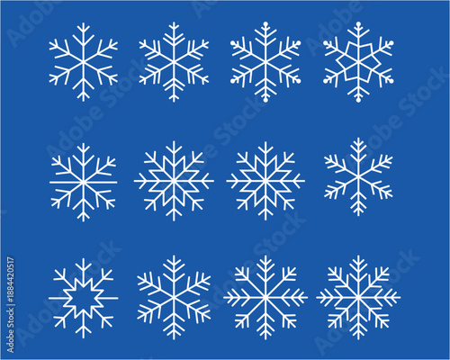 Winter snowflake icon set flat vector design