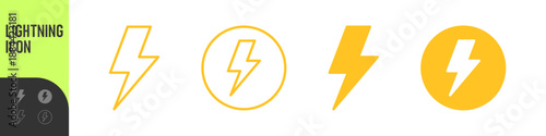 thunder bolt flash icon, flash lightning bolt icon - Electric power icon symbol - Power energy icon sign in filled, thin, line, outline style for apps and website
