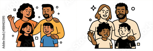 Diverse families celebrating together in a joyful vector illustration