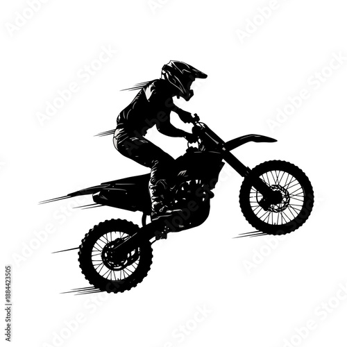 Dynamic motocross rider mid-air stunt
