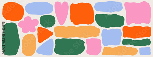 Doodle hand drawn frames set. Wavy organic rectangles with rough uneven edges. Irregular sketch boxes, abstract shape stickers. Retro wavy outline text boxes.