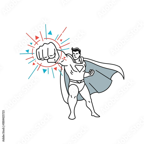 Superhero Punching with Energy Blast, Comic Style