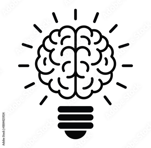 A creative mind with a bright idea represented by a brain inside a lightbulb