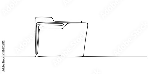 Folder drawn by a single line on a white background. one line Art icon drawing, Continuous single line vector drawing of a folder. Outline documents background icon. Saving securities vector icon.