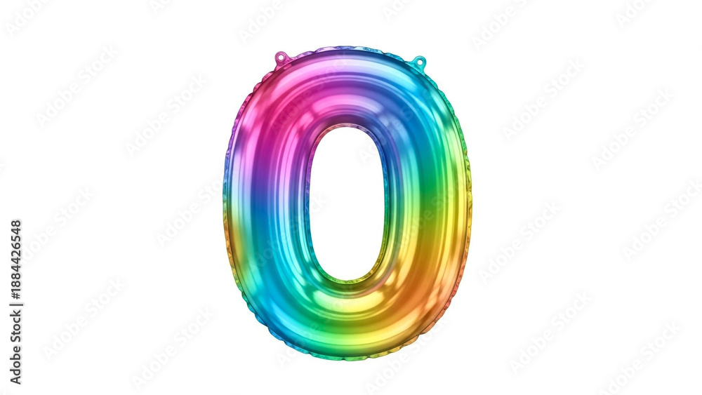 Naklejka premium Colorful Rainbow Inflatable Zero Number Balloon Decoration