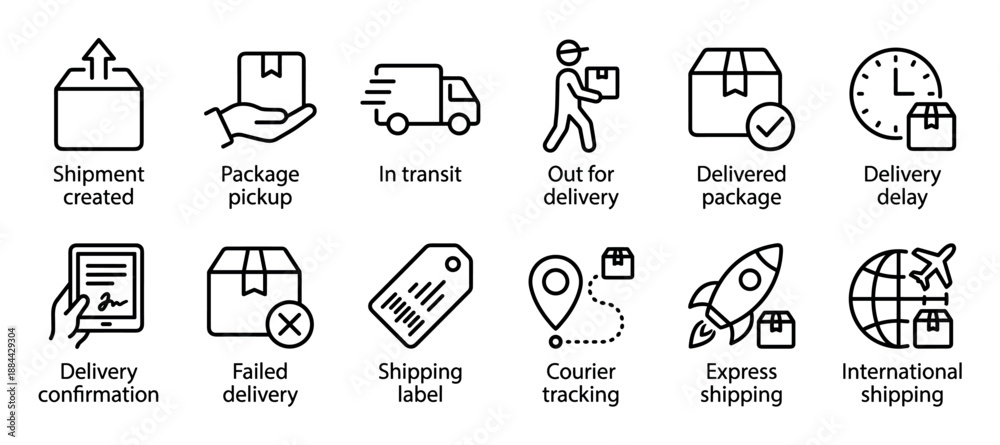 custom made wallpaper toronto digitalShipping and delivery service line icon set illustrating parcel tracking, courier transit, express shipment, and logistics stages for e-commerce in a simple outline style