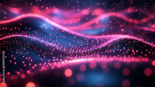 Abstract digital wave: A mesmerizing display of digital waves in shades of pink and blue, forming an abstract and dynamic pattern that evokes a sense of futuristic technology.