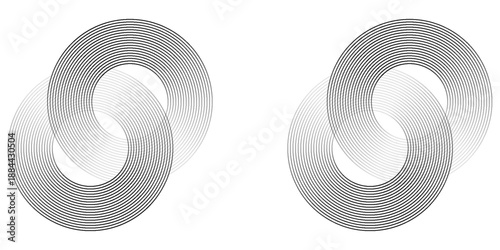 Blue abstract background with glowing circles. Swirl circular lines pattern. Geometric spiral. Twirl element. Modern graphic design. Futuristic technology concept.