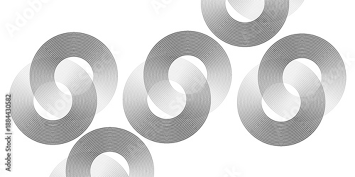 Blue abstract background with glowing circles. Swirl circular lines pattern. Geometric spiral. Twirl element. Modern graphic design. Futuristic technology concept.