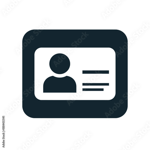 A minimalist flat application icon featuring an identification card with a person's silhouette