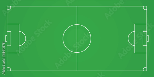 Football fields top view. Soccer grass fields with chalk lines. Green grass field background. Vector Football - Soccer Field. Scheme and marking of the football field, soccer field. eps