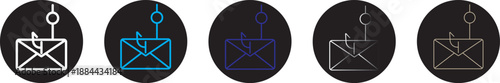 Email phishing icon. A linear style icon representing phishing email