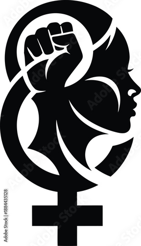 Feminist power symbol with raised fist