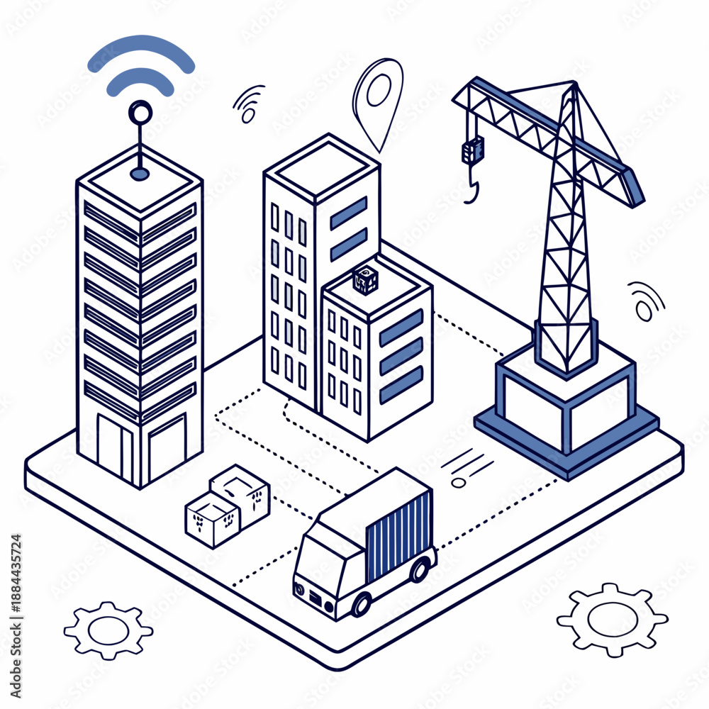 Obraz premium Abstract Smart Construction Technology Concept - Vector