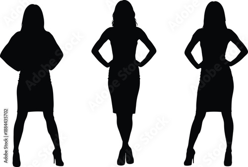 Three women silhouettes in different poses
