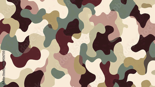 The camouflage pattern features various shapes and colors blended together.