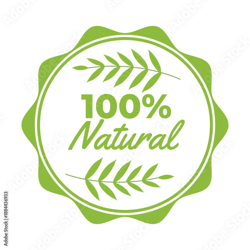 100 percent natural icon design for product label design